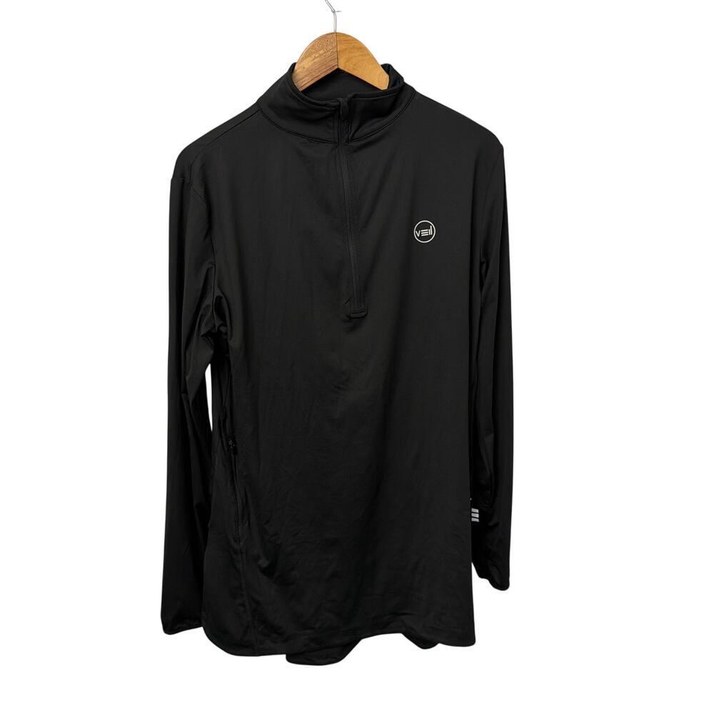Veil Spark 1/2 Zip Womens Large Black Athletic Performance Tunic Top Modest